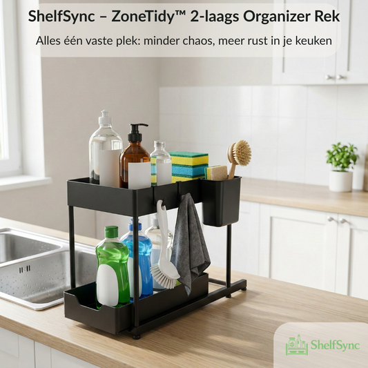 ShelfSync – ZoneTidy™ 2-laags Organizer Rek