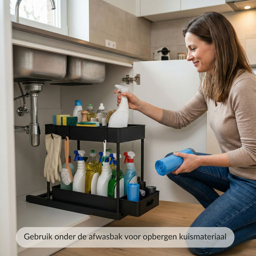 ShelfSync – ZoneTidy™ 2-laags Organizer Rek