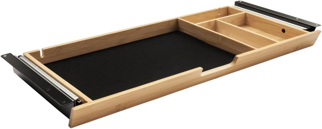 WIRSCHDA Tiroir de bureau en bambou de qualité supérieure - Organiseur de bureau plat et extensible - Tiroir pour bureau à domicile et tables réglables en hauteur - Système de rangement de bureau en