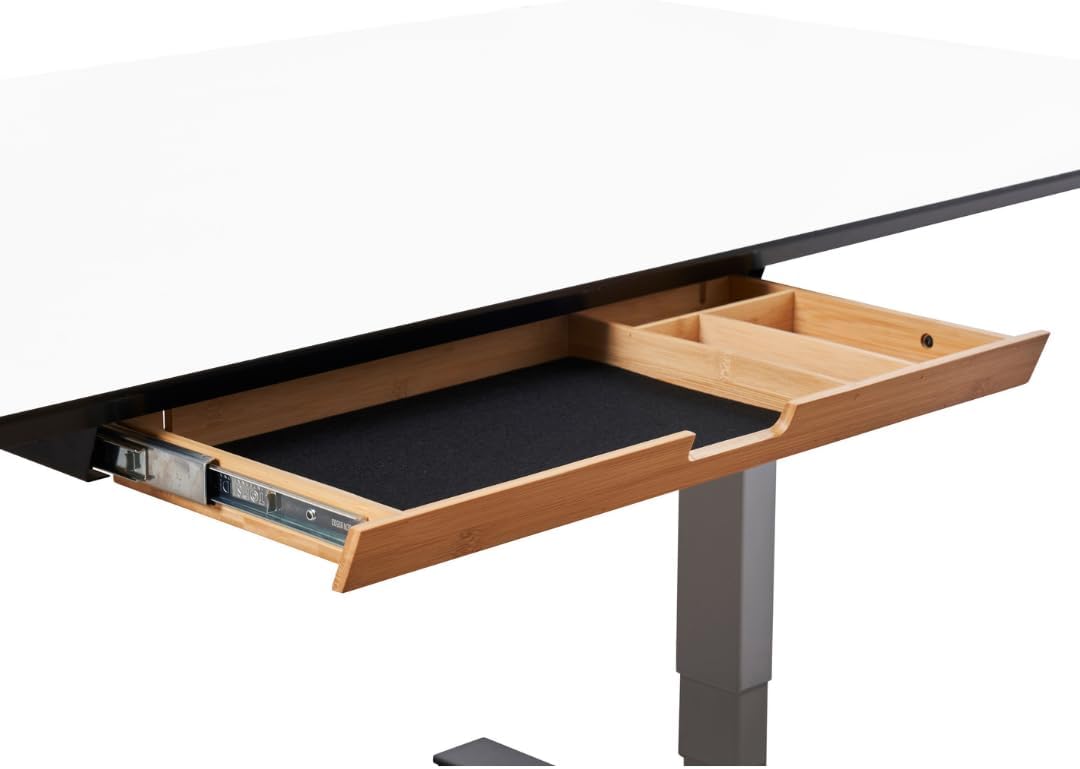 WIRSCHDA Tiroir de bureau en bambou de qualité supérieure - Organiseur de bureau plat et extensible - Tiroir pour bureau à domicile et tables réglables en hauteur - Système de rangement de bureau en