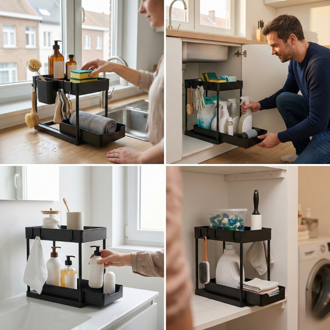 ShelfSync – ZoneTidy™ 2-laags Organizer Rek