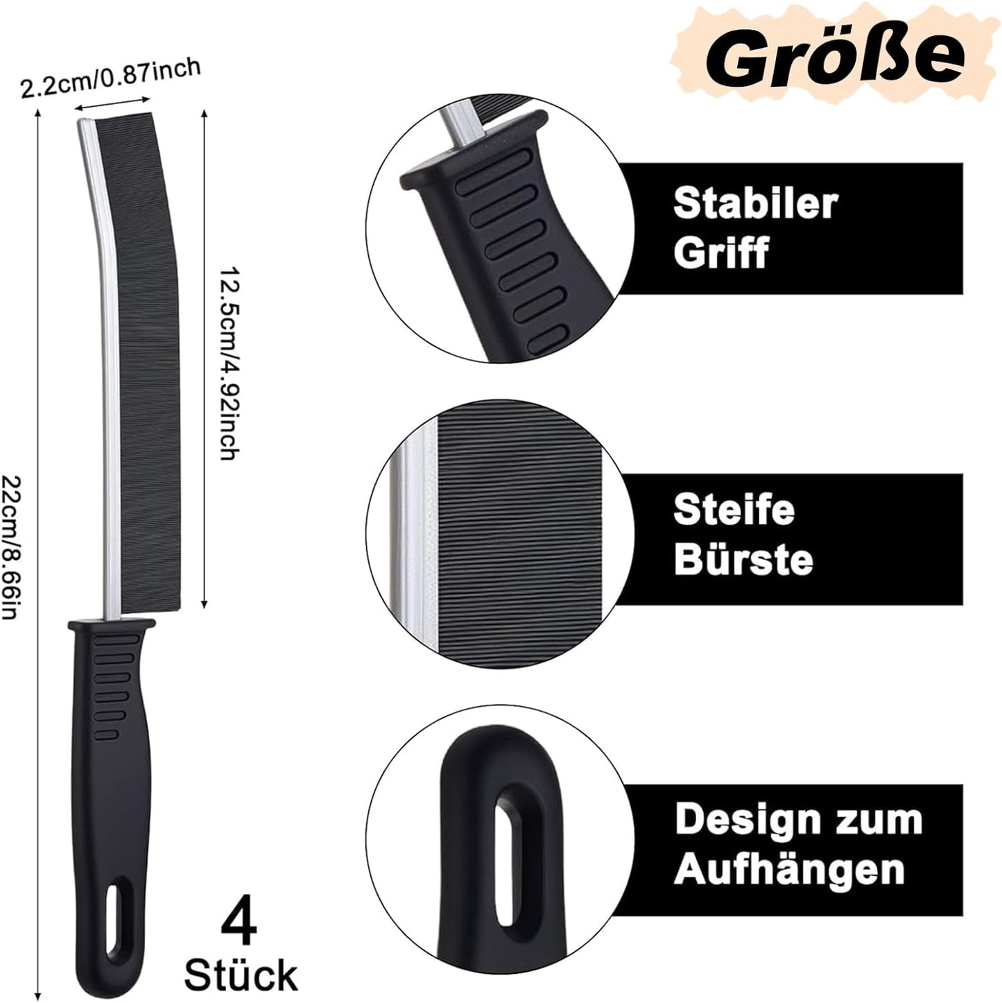 Laphontab Corner Cleaning Brush Set of 4 – Stiff Bristle Grout & Gap Scrubber