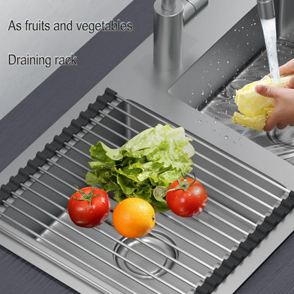 ViWaVee Dish Drying Rack Foldable Removable Over Sink Drainer Drainer Mat for Cups Fruits Vegetable Super Kitchen Organizer (Black (43x35)