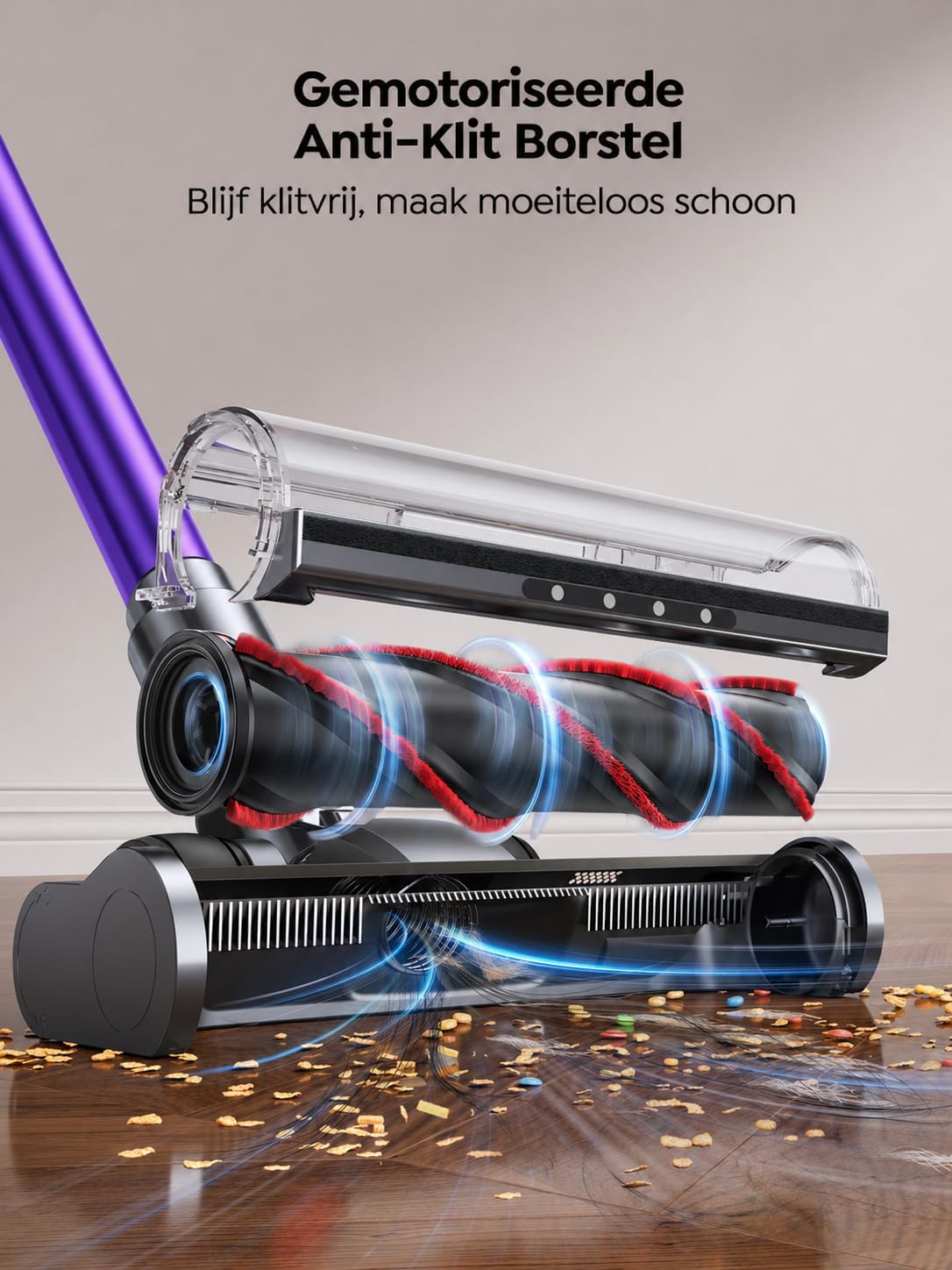 SMOTURE 600W 50KPa Draadloze Steelstofzuiger, 65 Mins krachtige Draadloze Stofzuiger met Matrasborstel, Wandlader en LED-Display, Autostofzuiger voor Dierenharen/harde Vloeren/Tapijten/Auto