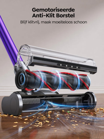 SMOTURE 600W 50KPa Draadloze Steelstofzuiger, 65 Mins krachtige Draadloze Stofzuiger met Matrasborstel, Wandlader en LED-Display, Autostofzuiger voor Dierenharen/harde Vloeren/Tapijten/Auto