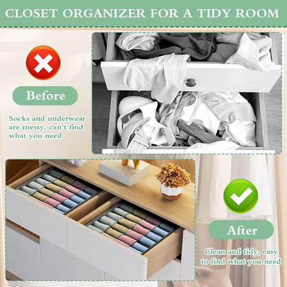 8 Pack Foldable Underwear Storage Organizer with Fabric Drawers, Closet Storage Boxes for Bras, Panties, Socks, Ties, Grey