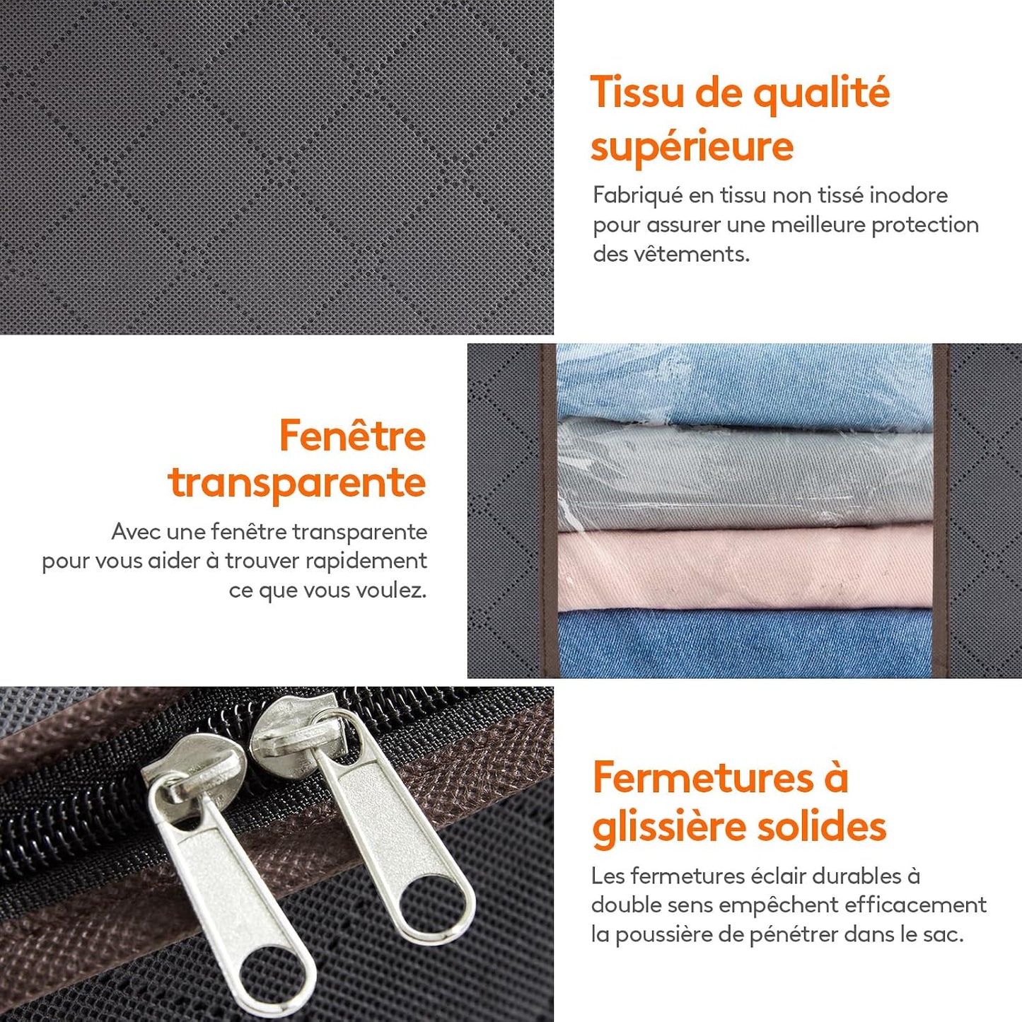 Lifewit Opbergtas voor kleding met versterkte handgrepen, dekbedovertrek met transparant venster, opvouwbare doos onder bed, kastorganizer, grijs, 35 l, 4 stuks