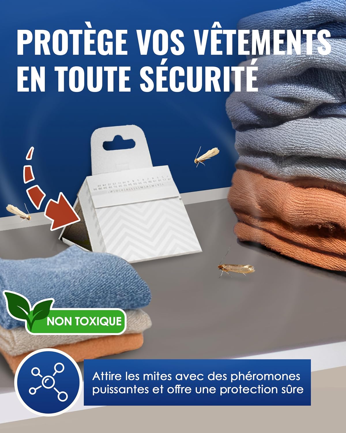 PIC Mottenval voor kleding, driedelige verpakkingen x 6 – product tegen motten, geschikt voor de bescherming van alle kledingstukken in de kast en in de opslag