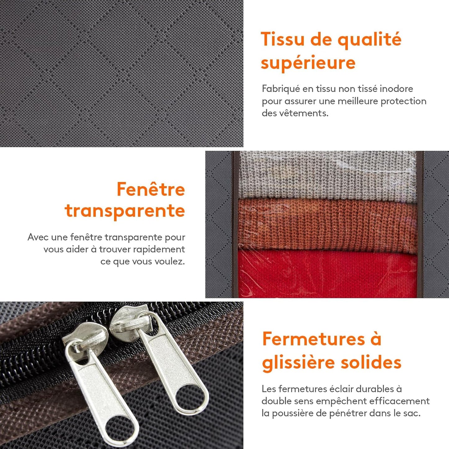 Lifewit Opbergtas voor kleding met versterkte handgrepen, dekbedovertrek met transparant venster, opvouwbare doos onder bed, kastorganizer, grijs, 35 l, 4 stuks