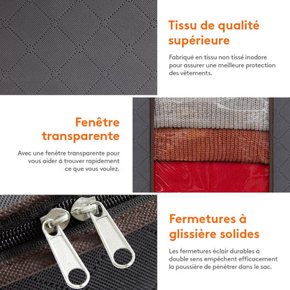 Lifewit Opbergtas voor kleding met versterkte handgrepen, dekbedovertrek met transparant venster, opvouwbare doos onder bed, kastorganizer, grijs, 35 l, 4 stuks